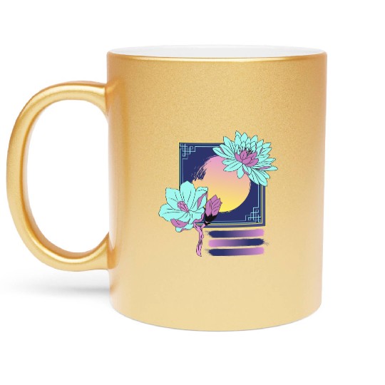 Neon Floral Sunset Metallic Mugs