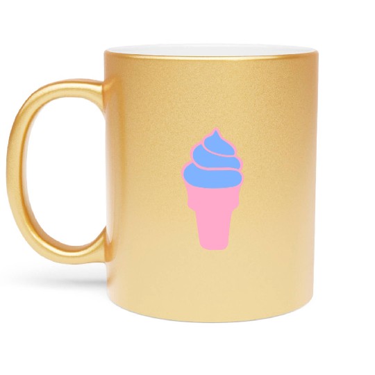 Mint-Strawberry Ice-Cream Con-I Love Ice cream Metallic Mugs