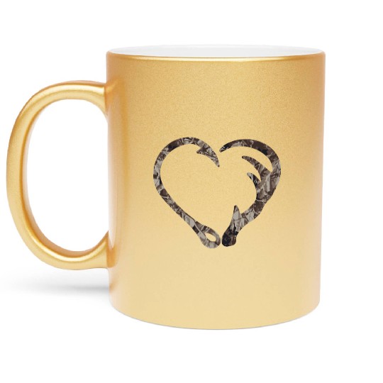Camo Fish Hook Antler Deer Hunting Buck Hunter Dad Metallic Mugs