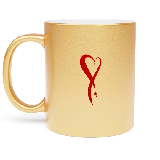 Heart bleeding, hand drawn Metallic Mugs