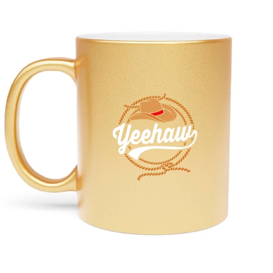 Yeehaw Cowboy Western For Men Bull Riding Rodeo Metallic Mugs