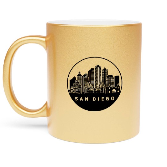 San Diego California Skyline Metallic Mugs
