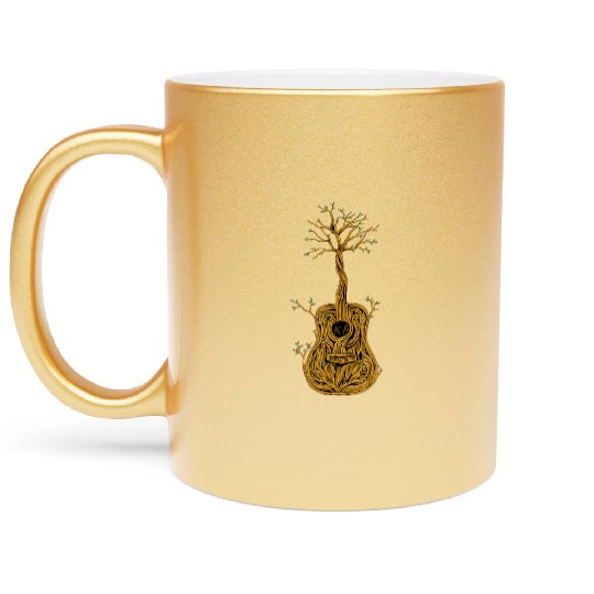 Guitar Tree of Life Nature Guitarist Gift Metallic Mugs