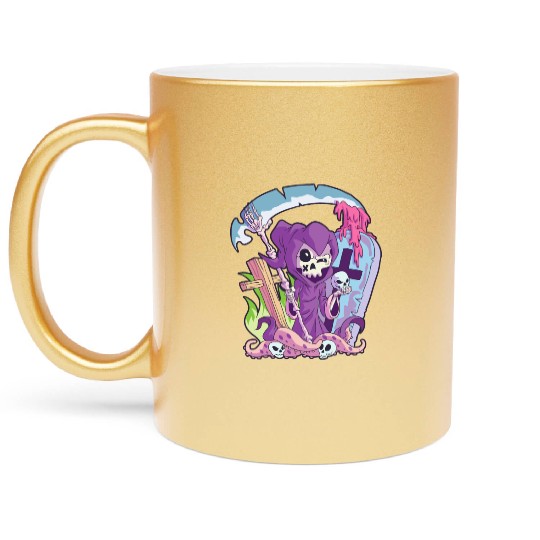 Kawaii Death Grim Reaper Pastel Goth Creepy Occult Metallic Mugs