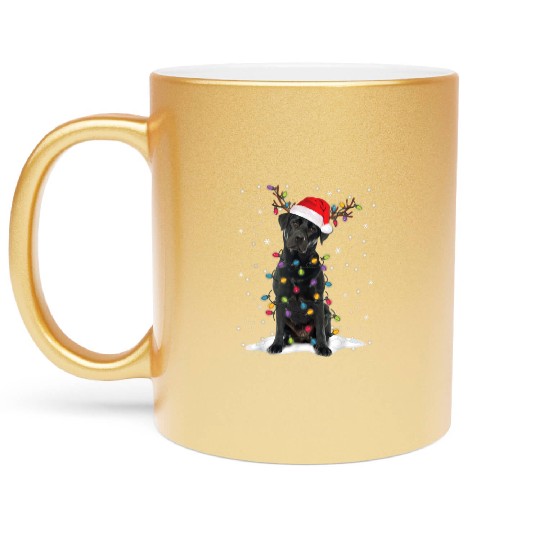 Black Lab Labrador Christmas Tree Light Pajama Dog Metallic Mugs
