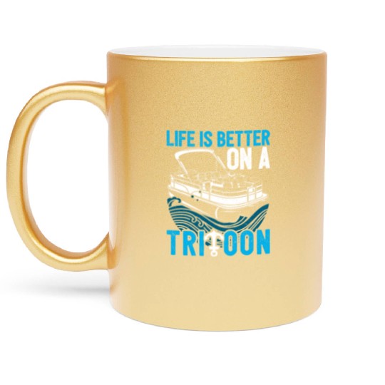 Pontoon First Mate Tri-toon Boat Lovers Idea Gifts Metallic Mugs