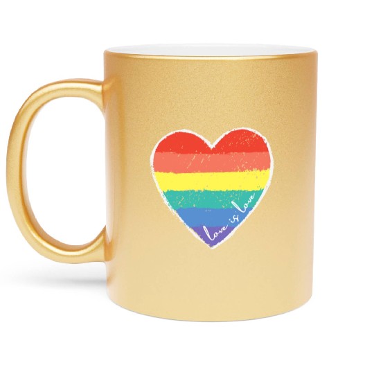 Love Is Love Rainbow Heart Metallic Mugs