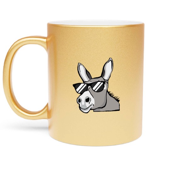 Donkey With Sunglasses House Donkey Farm Animals Metallic Mugs