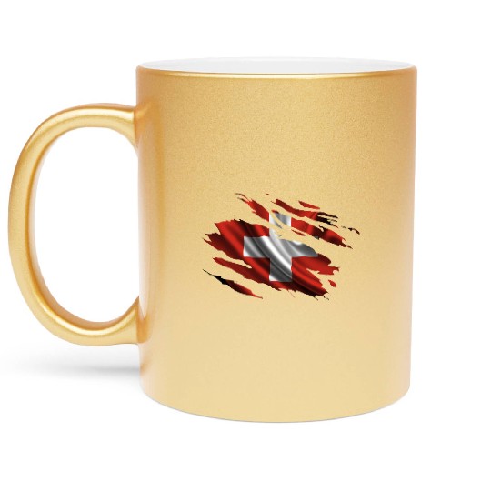 Switzerland Ripped Flag Metallic Mugs
