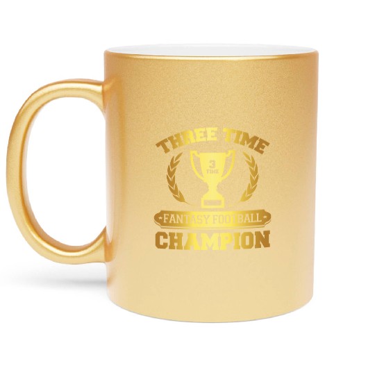 Three Time Fantasy Football Champion Metallic Mugs