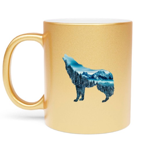 The wolf and the mountain Metallic Mugs