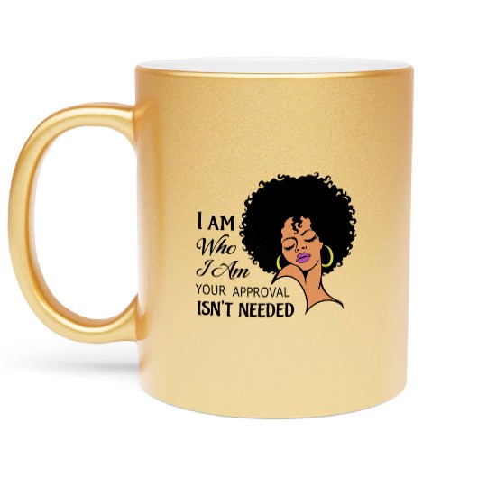 Black Queen Lady Curly Natural African American Metallic Mugs