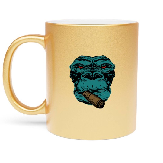 Smoking Gorilla Metallic Mugs