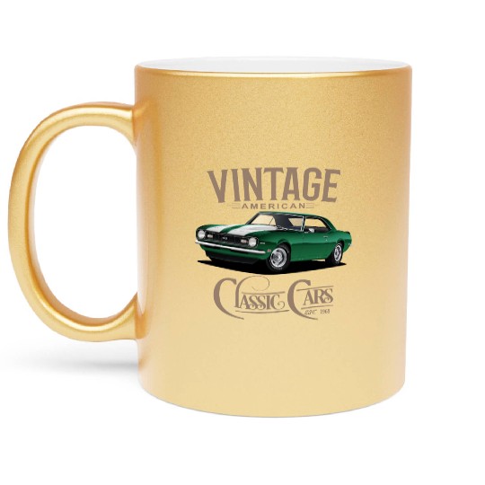Vintage Green Camaro Classic Car Metallic Mugs