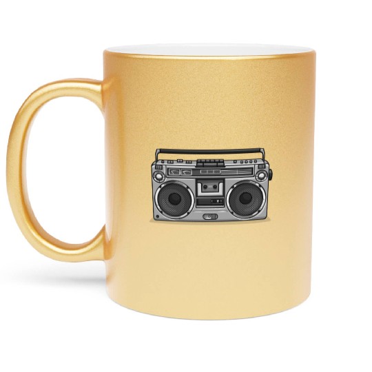 Old School Hip Hop 90s Nostalgia BoomBox Metallic Mugs