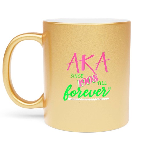 AKA Sorority Alpha Kappa Pink And Green Twenty Pea Metallic Mugs