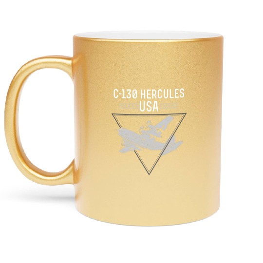 C 130 Hercules US Airborne Fighter Pilot Metallic Mugs