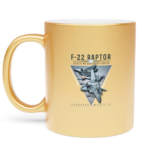 F 22 Raptor US Airborne Fighter Pilot Metallic Mugs