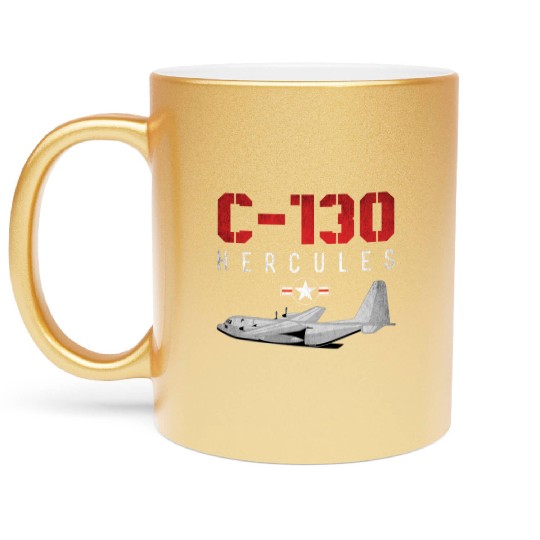 C 130 Hercules US Airborne Fighter Pilot Metallic Mugs