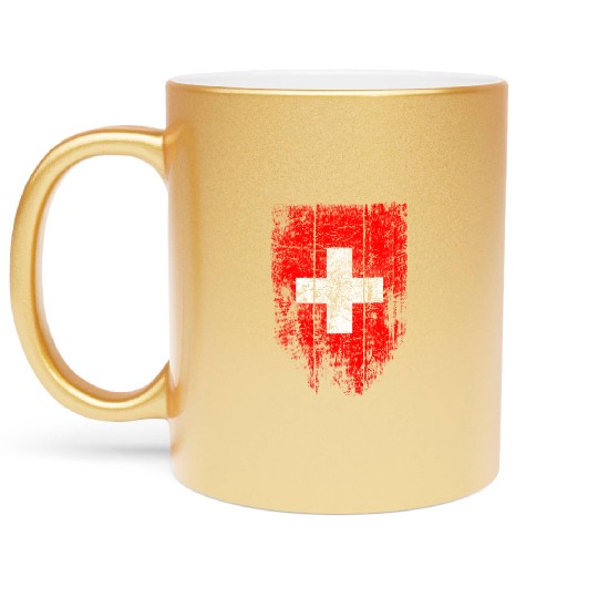 Switzerland Swiss Flag Vintage Distressed Graphic Metallic Mugs