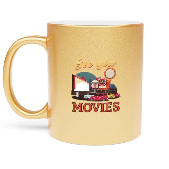 drive-in theater - car movie theater Metallic Mugs