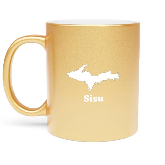 Sisu Upper Peninsula Michigan Yooper U.P. 906 Metallic Mugs
