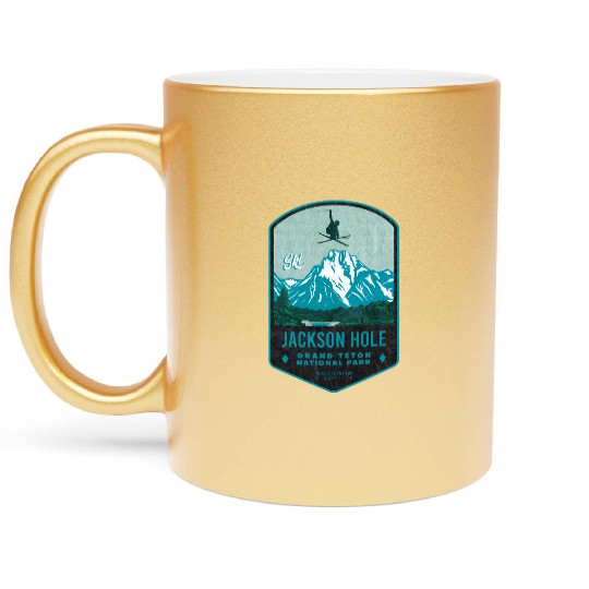 Jackson Hole Ski Badge Metallic Mugs