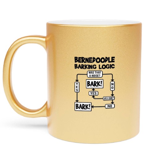 Dog Barking Logic Funny Dog Idea Funny Bernedoodle Metallic Mugs