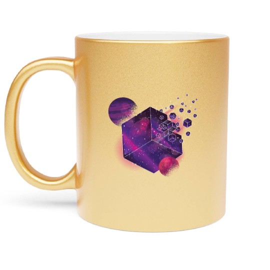Galaxy Planet Moon Universe Cube Space Metallic Mugs