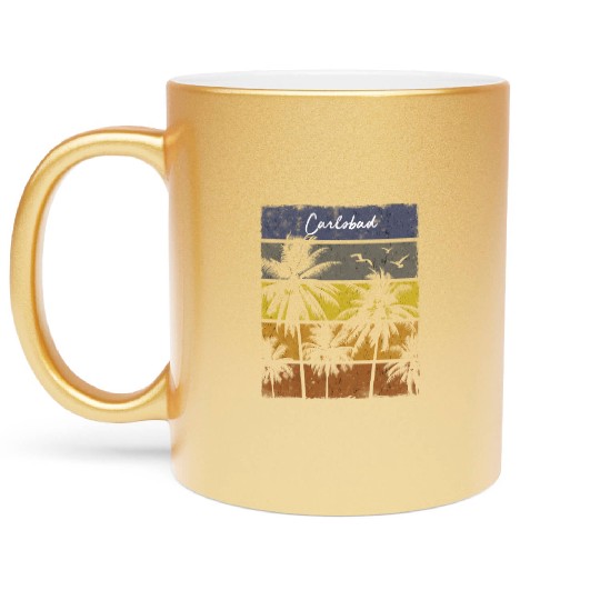 Carlsbad California Palm Tree Metallic Mugs