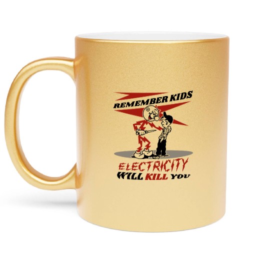 Reddy's Kilowatts Electricity Will Kill You Metallic Mugs