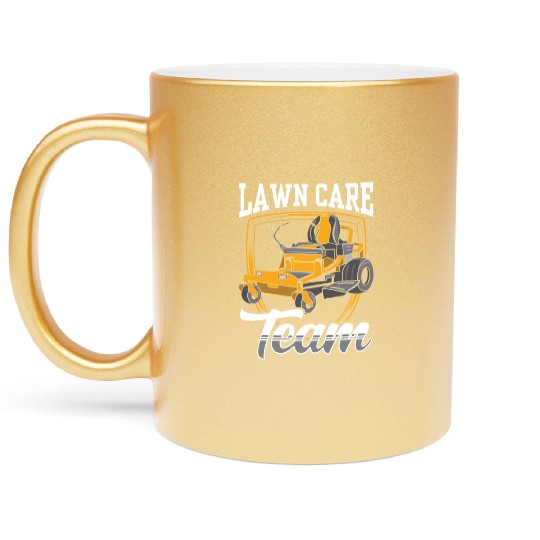 Lawn Care Team Cut Mower Mowing Grass Metallic Mugs
