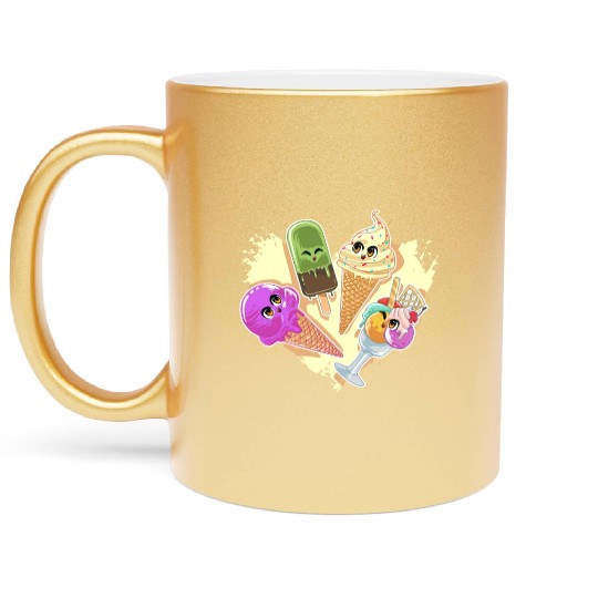 Funny Ice Cream Lover Kawaii Japan Metallic Mugs