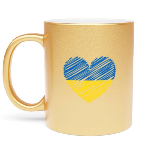 I Stand With Ukraine Ukrainian Heart Flag Metallic Mugs