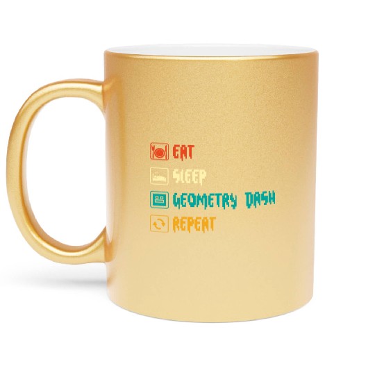 Eat sleep geometry dash repeat retro Jumper Repeat Metallic Mugs