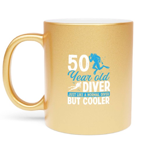 50th Birthday Scuba Divers Scuba Diving 50 Years Metallic Mugs
