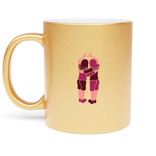 Hand heart girlfriends Metallic Mugs