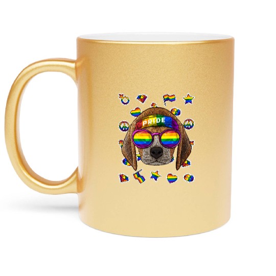 LGBT Beagle Gay Pride Month Dog Rainbow Lesbian Metallic Mugs