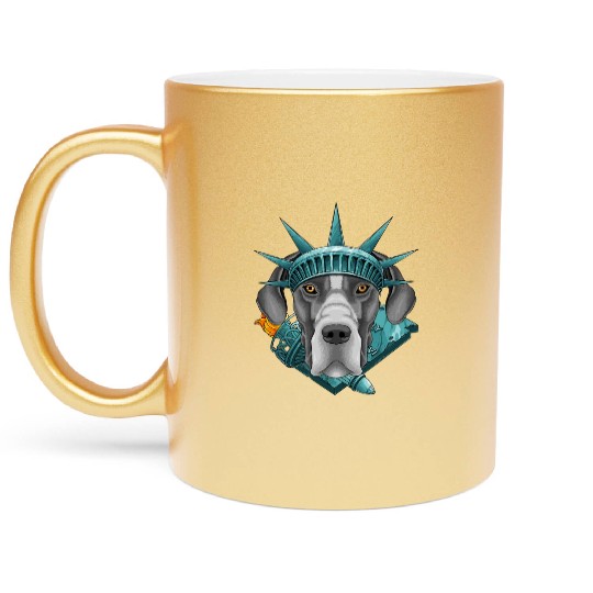 Statue Of Liberty Great Dane 4th Of July Dog USA A Metallic Mugs