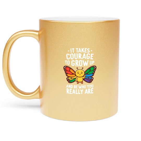 Gay Pride Month Monarch Butterfly Coming Out Of Metallic Mugs