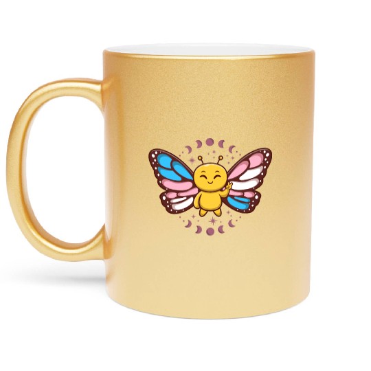 Transgender Monarch Butterfly Trans Subtle Pride Metallic Mugs