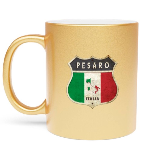 Pesaro Italy coat of arms flags design Metallic Mugs