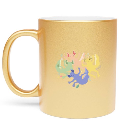 A group of Axolotl friends Metallic Mugs