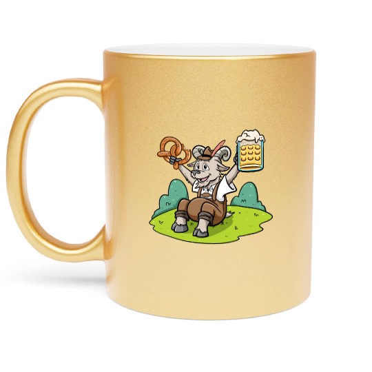 Goat Beer Pretzel Bavarian Leather Trousers Beer Metallic Mugs