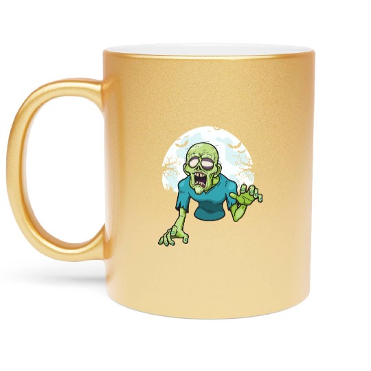 Creepy Scary Zombie Cute Adorable Halloween Zombie Metallic Mugs