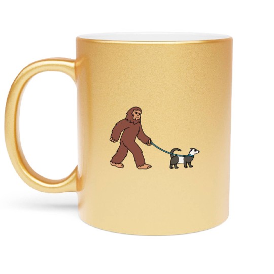 Bigfoot Sasquatch Walking Ferret Metallic Mugs