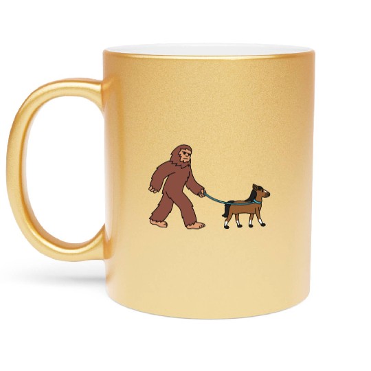 Bigfoot Sasquatch Walking Horse Metallic Mugs