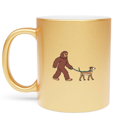 Bigfoot Sasquatch Walking Greyhound Metallic Mugs