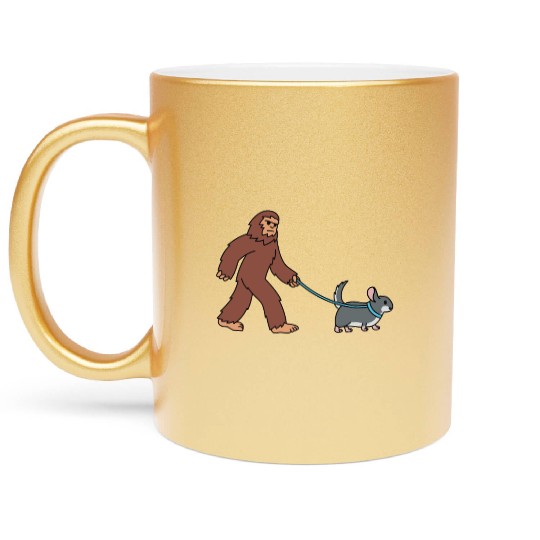 Bigfoot Sasquatch Walking Chinchilla Metallic Mugs