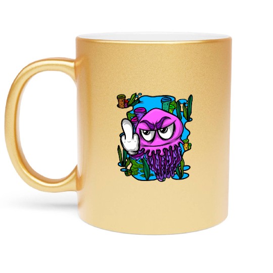 Jelly Fish Middle Finger Jellyfish Metallic Mugs